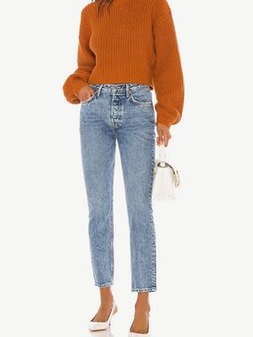 GRLFRND Karolina High Rise Straight Crop Button Fly Jeans Size 25 100% Cotton